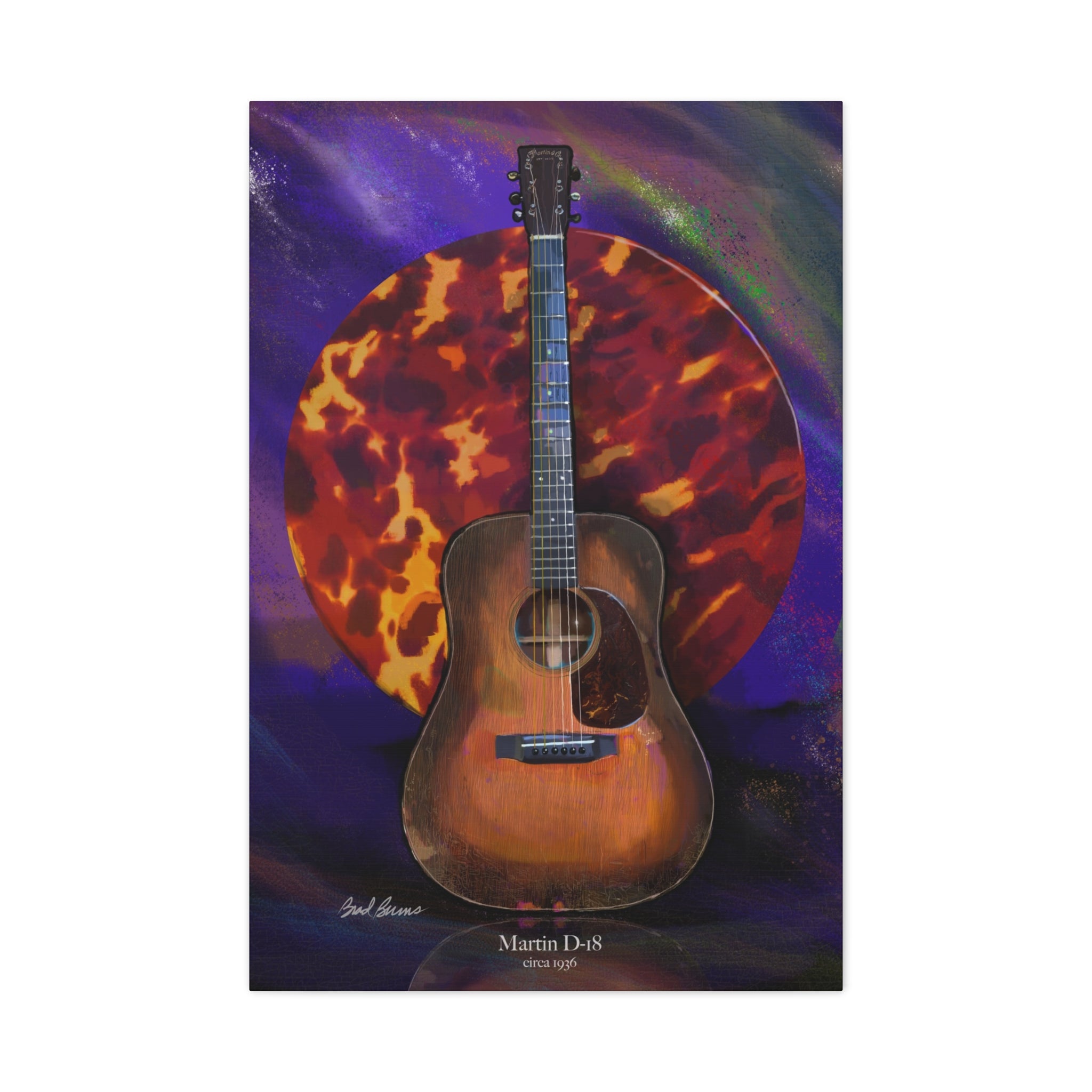 Martin D-18 1936 Canvas wall Art – Guitar Fine Art